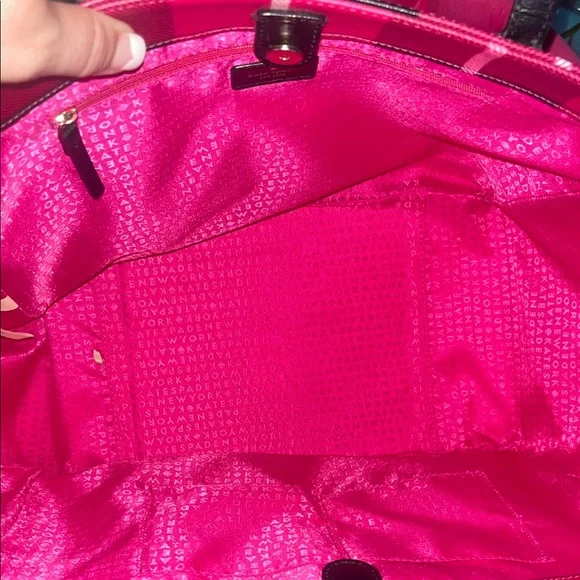 Kate Spade Pink and Black Checkered Tote - Picture 3 of 7